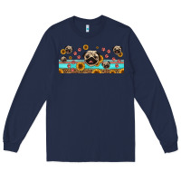 Navy western pug dogs Long Sleeve Tee - Jasminsmagicworld