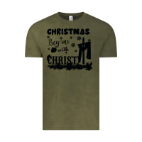 Vintage Olive Christmas Begins With Christ Vintage Tee - Bettercallsaul