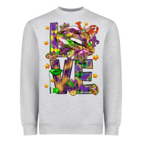 Heather Grey Mardi Gras love lips Heavyweight Sweatshirt - HowdyJamesFarm