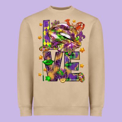 Mardi Gras Love Lips Heavyweight Sweatshirt Designed By Howdyjamesfarm