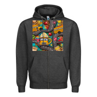Charcoal Heather school bus coffee and star with leopard seamless pattern bbs Zipper Hoodie - BundleAndBundleShop