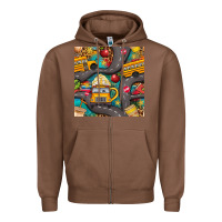 Chestnut school bus coffee and star with leopard seamless pattern bbs Zipper Hoodie - BundleAndBundleShop