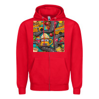 Red school bus coffee and star with leopard seamless pattern bbs Zipper Hoodie - BundleAndBundleShop
