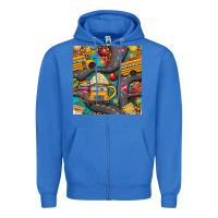 True Royal school bus coffee and star with leopard seamless pattern bbs Zipper Hoodie - BundleAndBundleShop