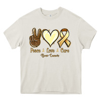 Cream Peace love cure Bone Cancer Heavy Core Tee - NancyCooperArtShop