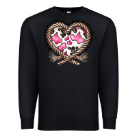 Black western cowhide heart Premium Sweatshirt - CowhideDigitalArt
