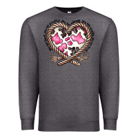 Charcoal Heather western cowhide heart Premium Sweatshirt - CowhideDigitalArt