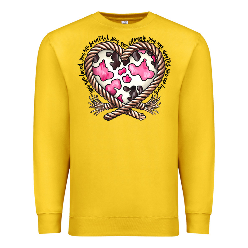 Western Cowhide Heart Premium Sweatshirt by CowhideDigitalArt | Teevron