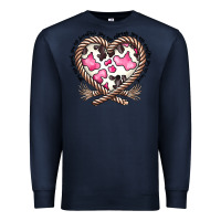 Navy western cowhide heart Premium Sweatshirt - CowhideDigitalArt