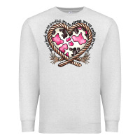 Oatmeal Heather western cowhide heart Premium Sweatshirt - CowhideDigitalArt