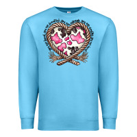 Ocean Blue western cowhide heart Premium Sweatshirt - CowhideDigitalArt