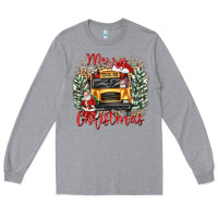 Heather Grey merry christmas school bus Long Sleeve Tee - texasbilliewilder