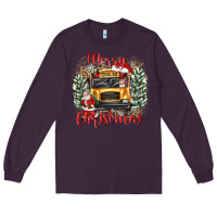 Plum merry christmas school bus Long Sleeve Tee - texasbilliewilder