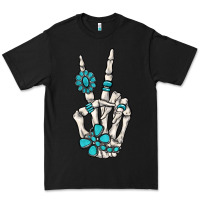 Black turquoise gemstone skeleton hand Premium Tee - MaliasSmallBusiness