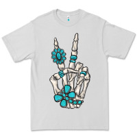 Dove Grey turquoise gemstone skeleton hand Premium Tee - MaliasSmallBusiness