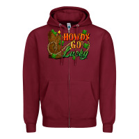 Burgundy Howdy go lucky st. patricks day Zipper Hoodie - FaDigitalArtStudio