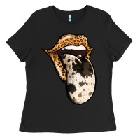 Black Western Leopard Cowhide Tongue Ladies Tee - Jasminsmagicworld