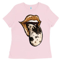 Bubblegum Pink Western Leopard Cowhide Tongue Ladies Tee - Jasminsmagicworld