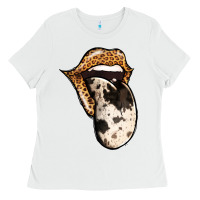 White Western Leopard Cowhide Tongue Ladies Tee - Jasminsmagicworld