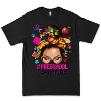 Black preschool teacher life  messy bun Premium Tee - NancyCooperArtShop