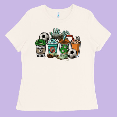 Soccer Coffee Cups Ladies Tee Designed By Nancycooperartshop