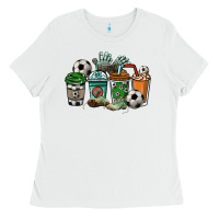 White soccer coffee cups Ladies Tee - NancyCooperArtShop