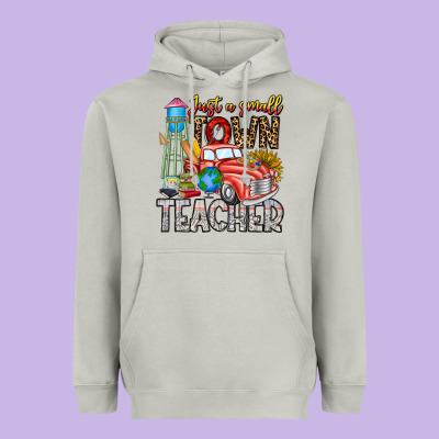 Just A Small Town Teacher Heavyweight Hoodie Designed By Cowhidedigitalart