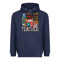Navy Just a Small Town Teacher Heavyweight Hoodie - CowhideDigitalArt