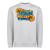 Heather Grey Blessed mom Heavyweight Sweatshirt - CowGirlArtShop