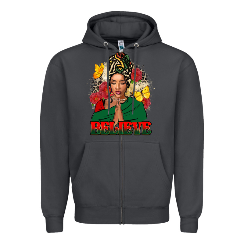 Believe Black Woman Zipper Hoodie by FaDigitalArtStudio | Teevron