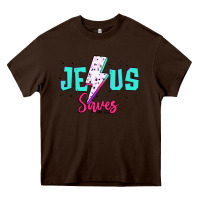 Chocolate Brown jesus saves Heavy Core Tee - JahusDesignShop