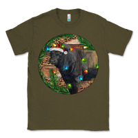 Army Green Black Angus Bull with Christmas Lights Classic Tee - RanaPortraitStore