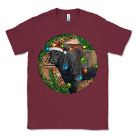 Burgundy Black Angus Bull with Christmas Lights Classic Tee - RanaPortraitStore