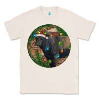 Natural Black Angus Bull with Christmas Lights Classic Tee - RanaPortraitStore