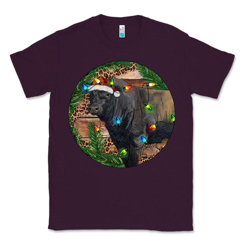 Black Angus Bull With Christmas Lights Classic Tee by RanaPortraitStore | Teevron