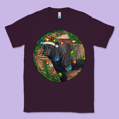 Black Angus Bull With Christmas Lights Classic Tee Designed By Ranaportraitstore