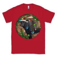 Red Black Angus Bull with Christmas Lights Classic Tee - RanaPortraitStore