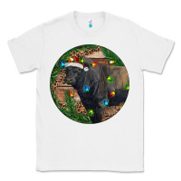 White Black Angus Bull with Christmas Lights Classic Tee - RanaPortraitStore