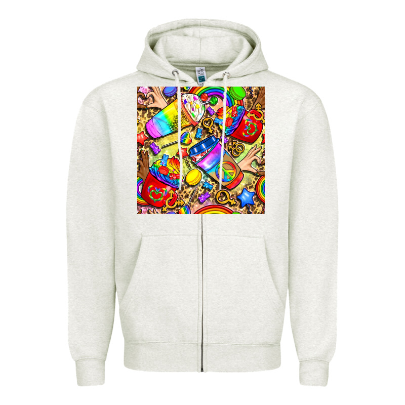 Lgbtq Pride Coffee Cups With Leopard Seamless Pattern Bbs Zipper Hoodie by BundleAndBundleShop | Teevron