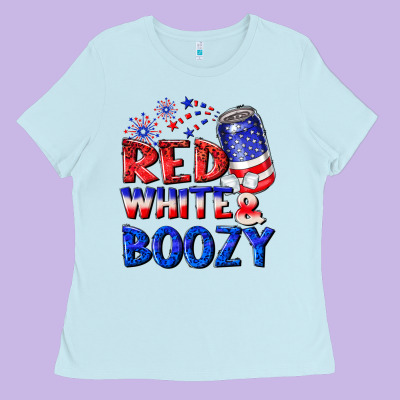 Red White Boozy Ladies Tee Designed By Nancycooperartshop