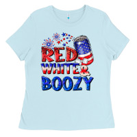 Baby Blue red white boozy Ladies Tee - NancyCooperArtShop