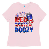 Bubblegum Pink red white boozy Ladies Tee - NancyCooperArtShop