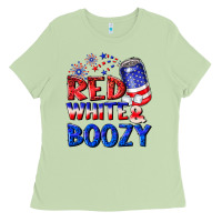 Matcha red white boozy Ladies Tee - NancyCooperArtShop