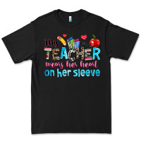 Black this teacher wears her her on her sleeve Premium Tee - NancyCooperArtShop
