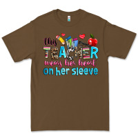 Cacao this teacher wears her her on her sleeve Premium Tee - NancyCooperArtShop