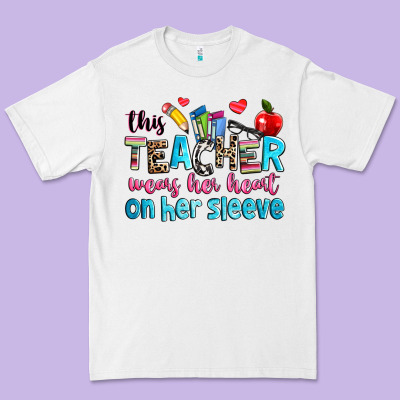 This Teacher Wears Her Her On Her Sleeve Premium Tee Designed By Nancycooperartshop