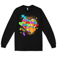 Black Autism hearts Long Sleeve Tee - NancyCooperArtShop