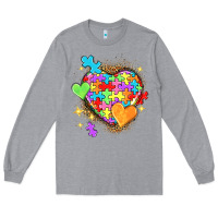 Heather Grey Autism hearts Long Sleeve Tee - NancyCooperArtShop