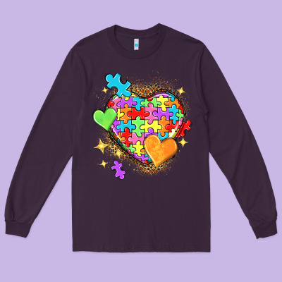 Autism Hearts Long Sleeve Tee Designed By Nancycooperartshop