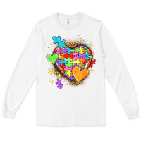 White Autism hearts Long Sleeve Tee - NancyCooperArtShop